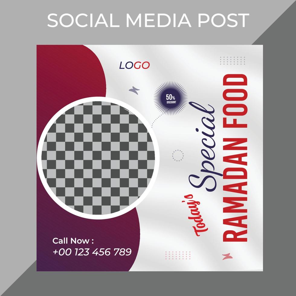 Vector ramadan special offer restaurant food menu business marketing social media post or web banner template design with abstract background, logo and icon.