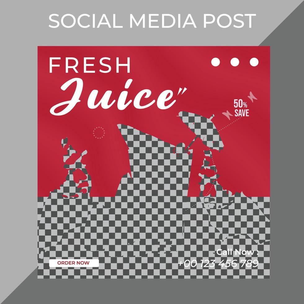 Fresh juice business marketing social media post or web banner template design with abstract background, logo and icon. vector
