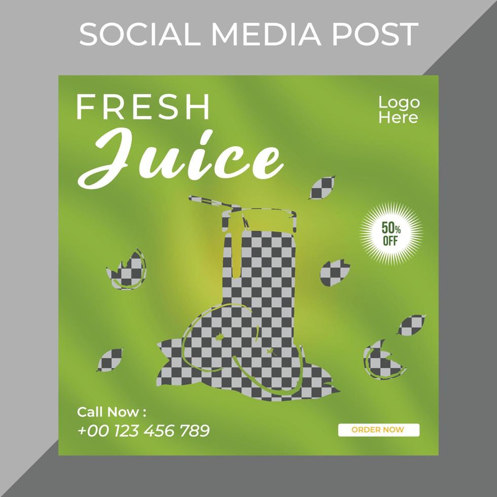 Fresh juice business marketing social media post or web banner template design with abstract background, logo and icon. vector