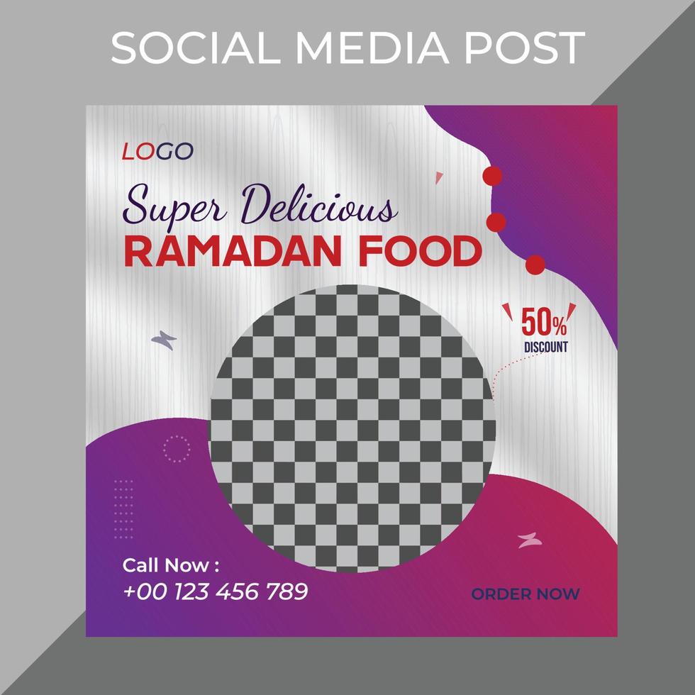Vector ramadan special offer restaurant food menu business marketing social media post or web banner template design with abstract background, logo and icon.