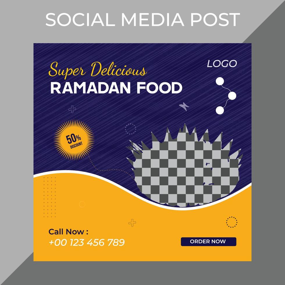 Vector ramadan special offer restaurant food menu business marketing social media post or web banner template design with abstract background, logo and icon.