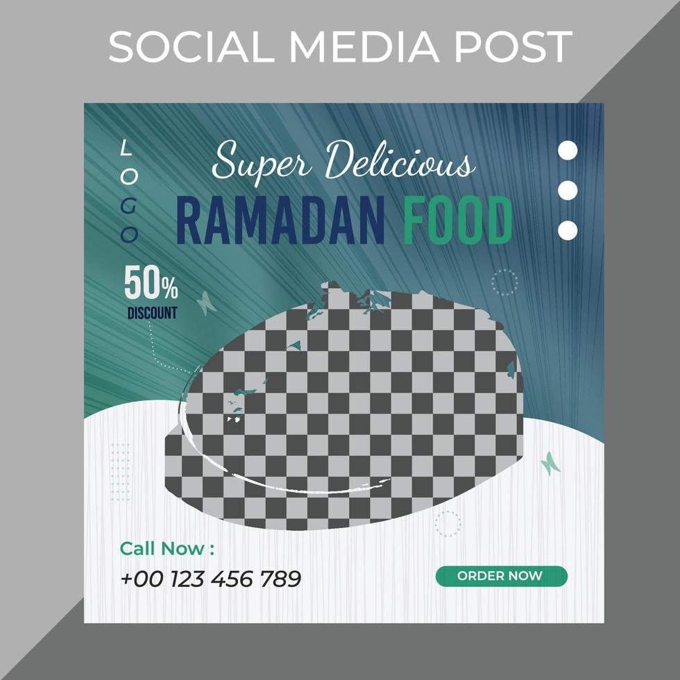 Vector ramadan special offer restaurant food menu business marketing social media post or web banner template design with abstract background, logo and icon.