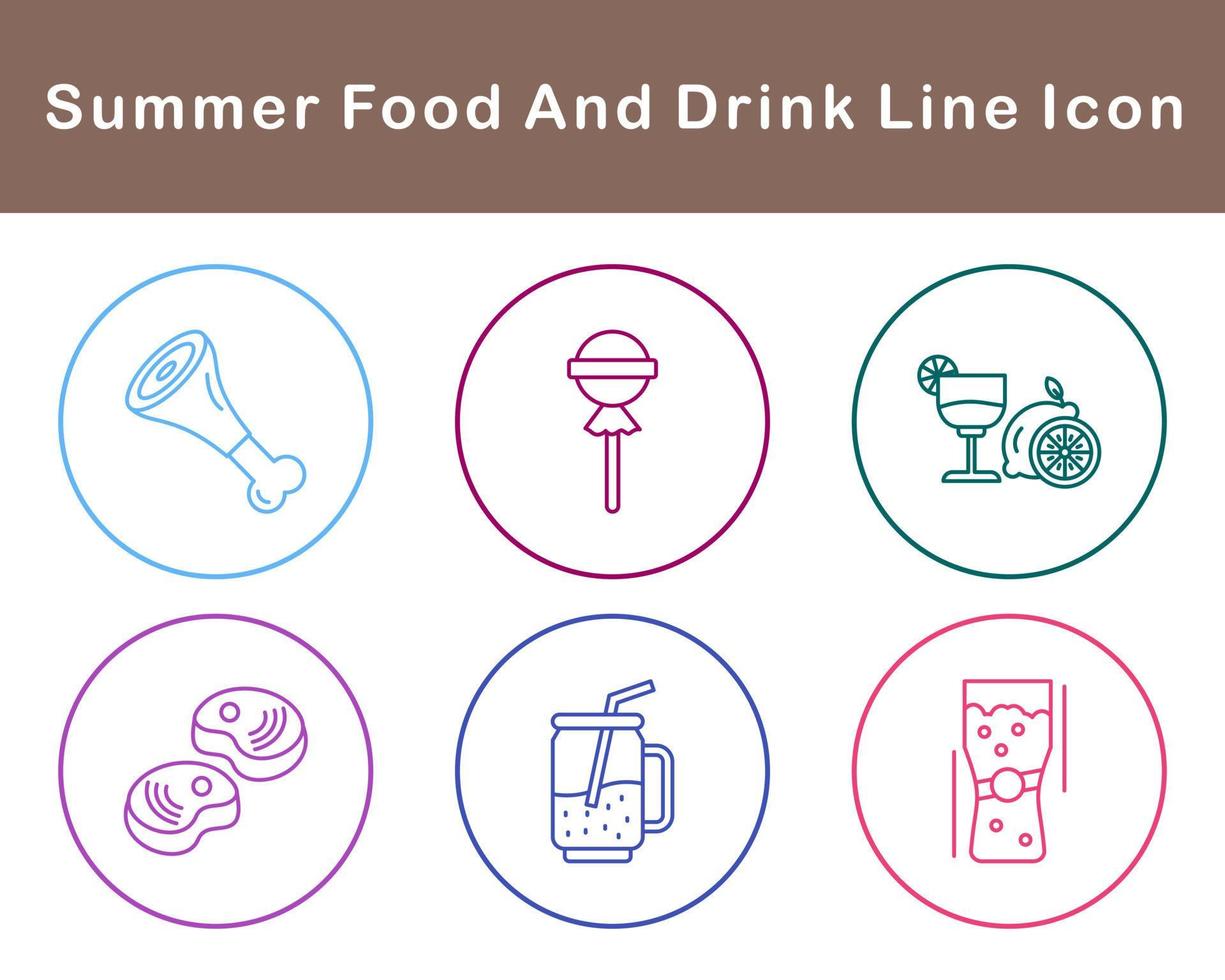 Summer Food And Drink Vector Icon Set