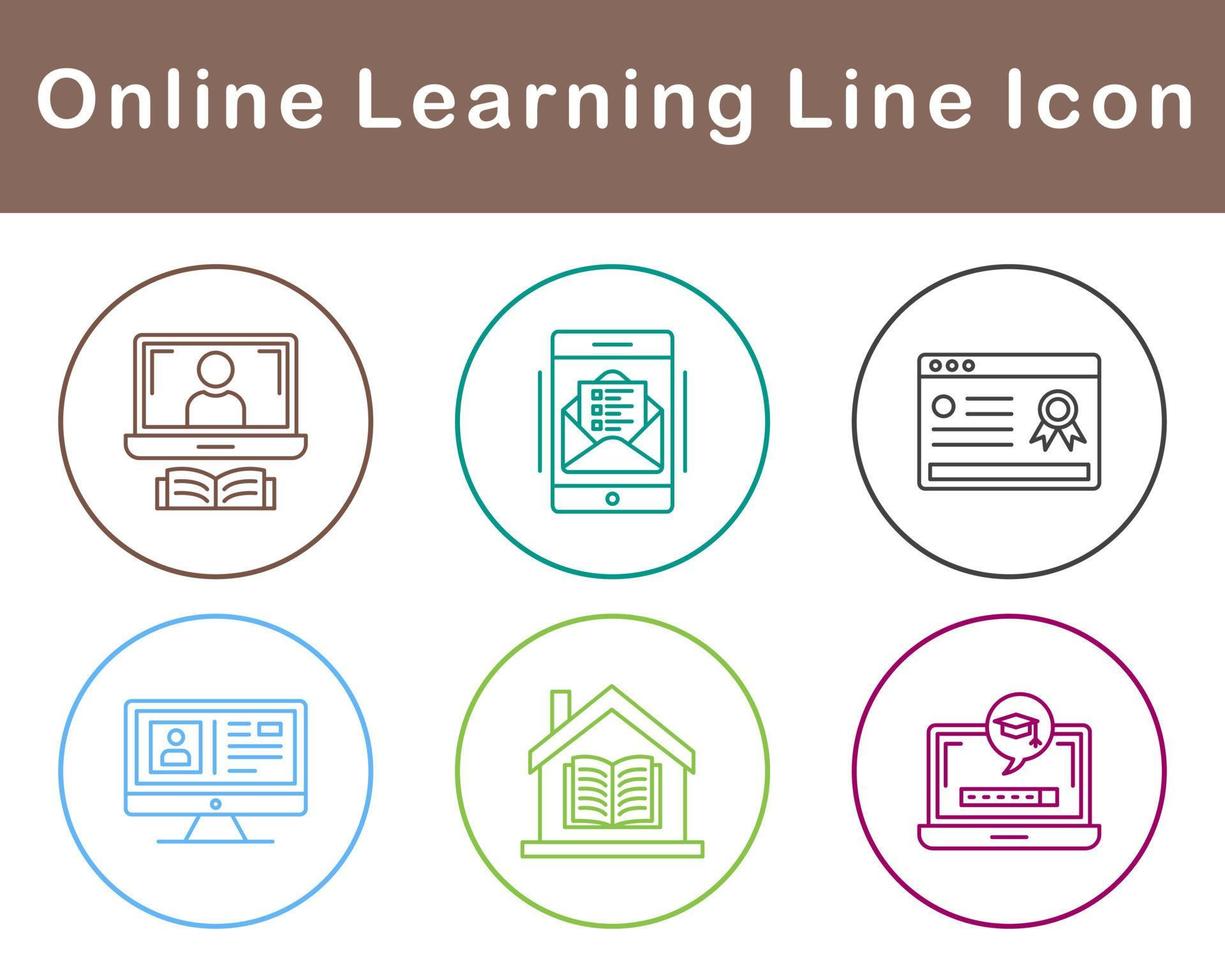 en línea aprendizaje vector icono conjunto