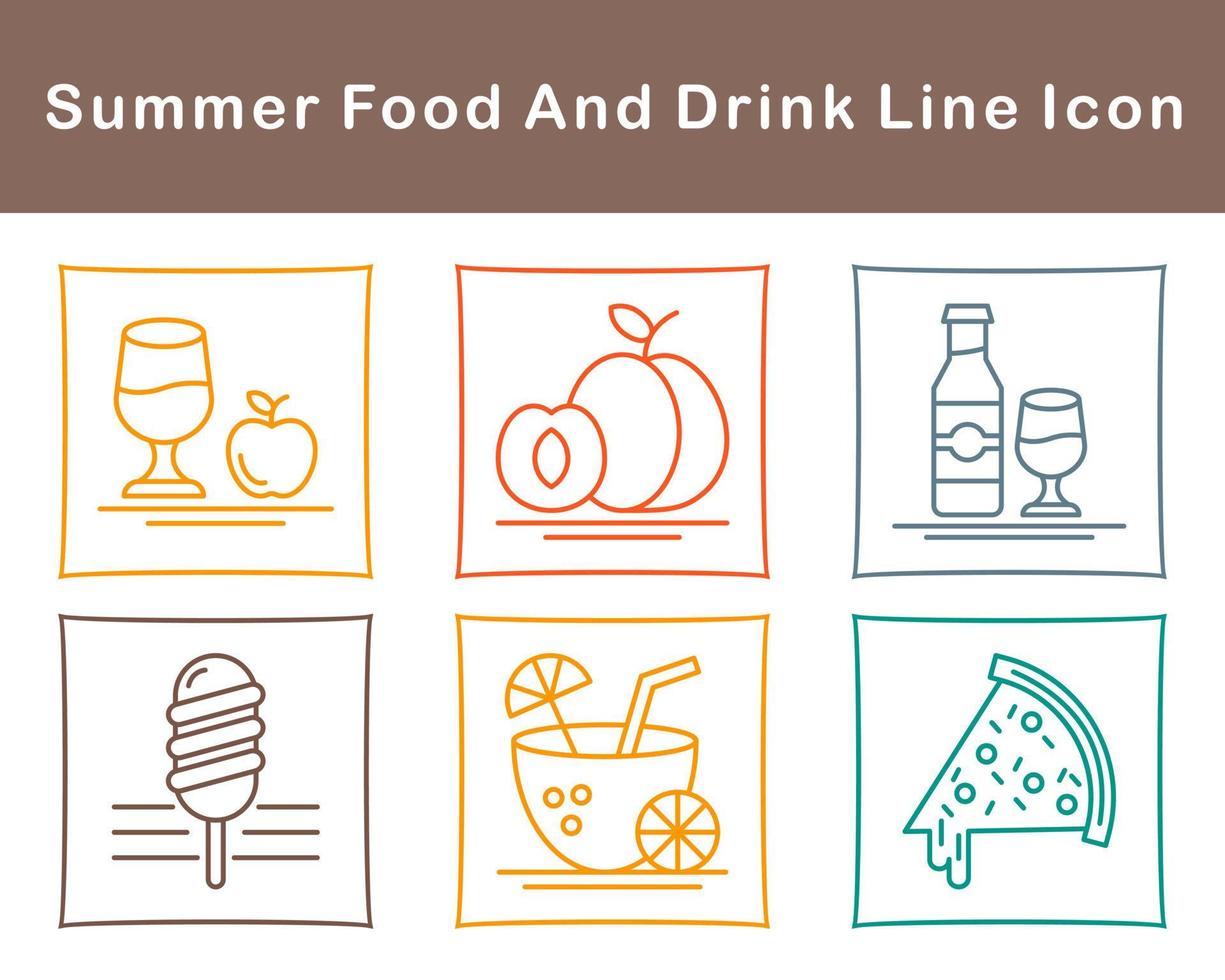 Summer Food And Drink Vector Icon Set