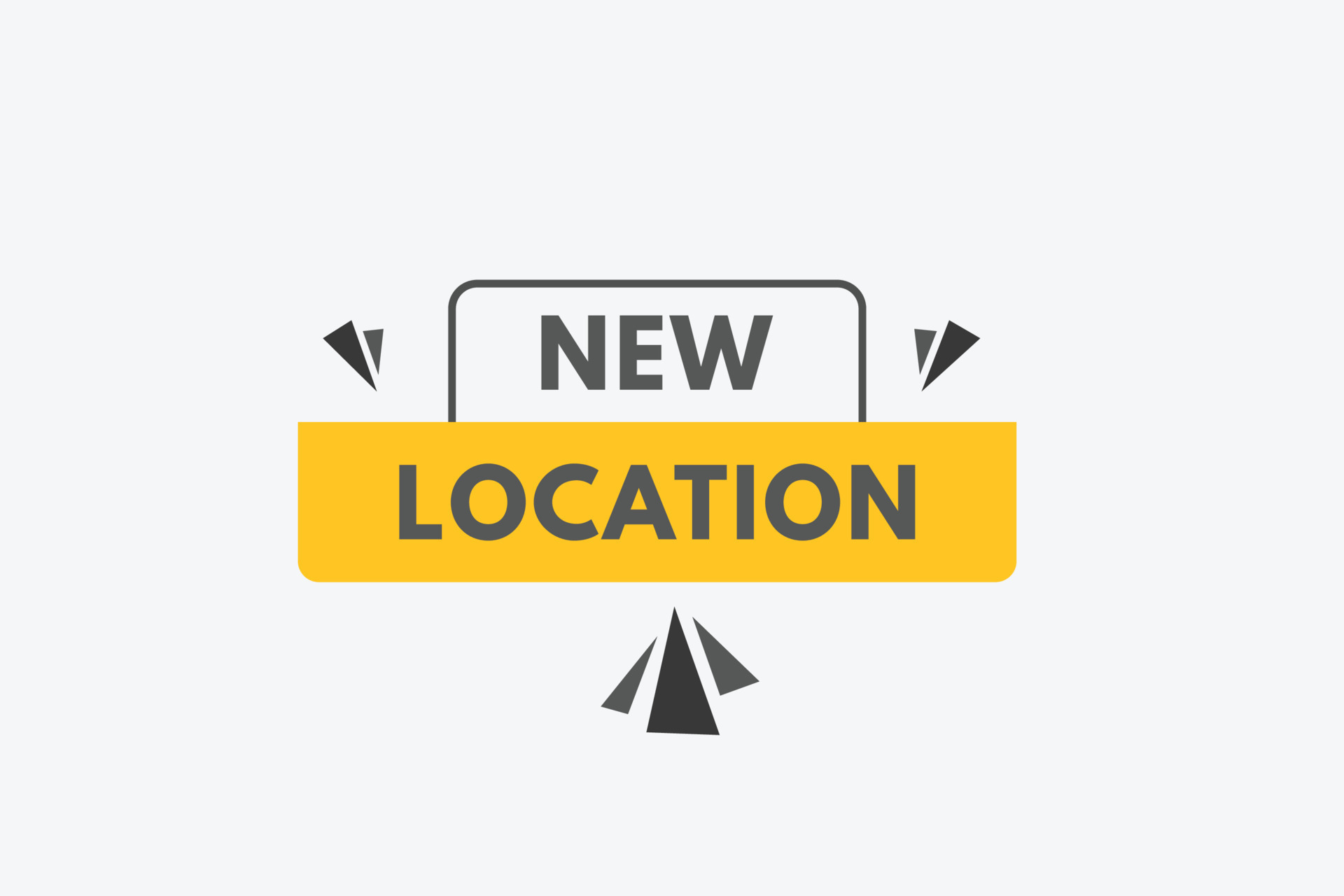 New Location text Button. New Location Sign Icon Label Sticker 