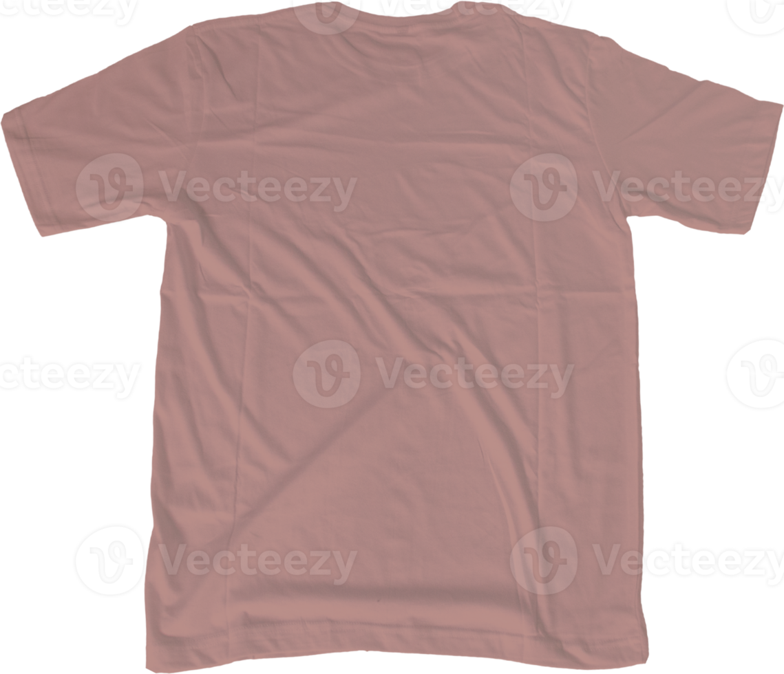 Dusty pink t shirt mock up transparent background back side view. png