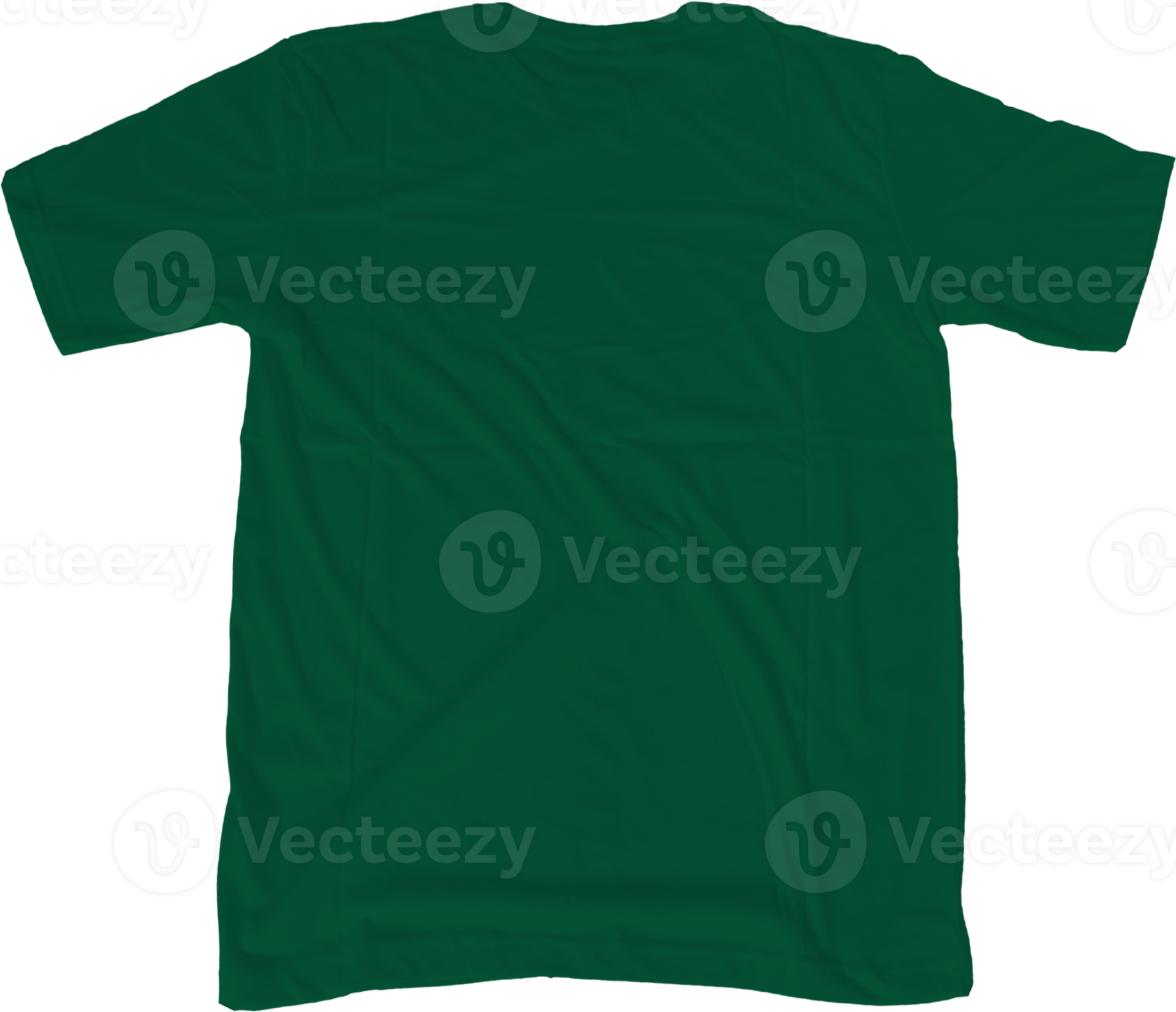Forest green t shirt mock up transparent background back side view