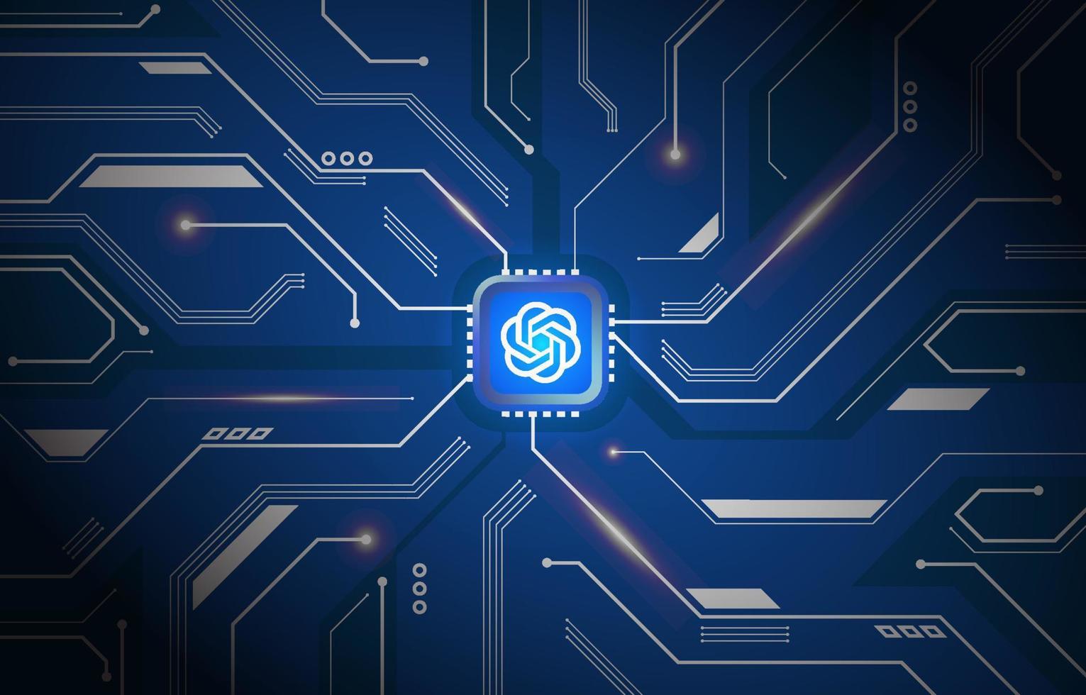 Circuit Board with Chatbot AI Technology Background vector