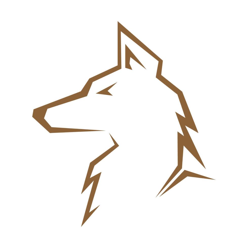 Wolf line art logo design vector