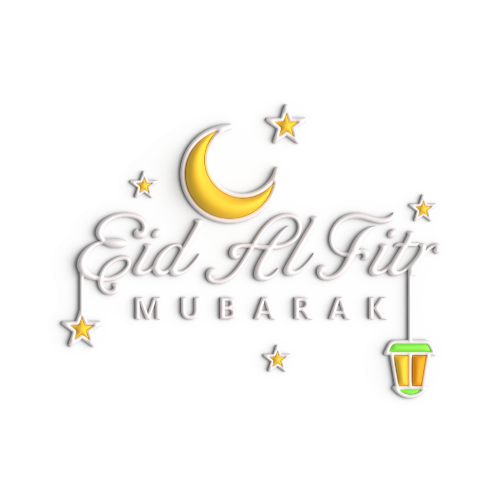 Fett gedruckt 3d eid Mubarak Typografie mit Englisch Kalligraphie und Sterne png