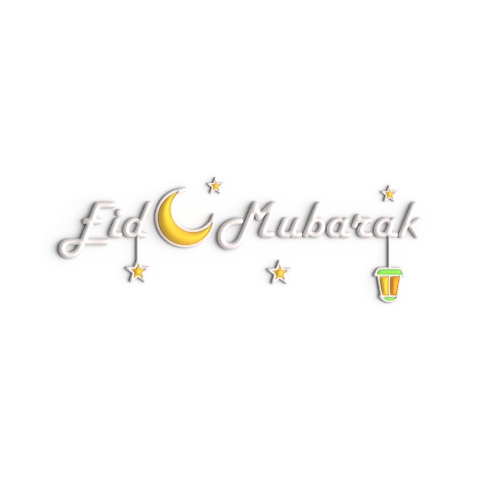 Creative 3D Eid Mubarak Typography png