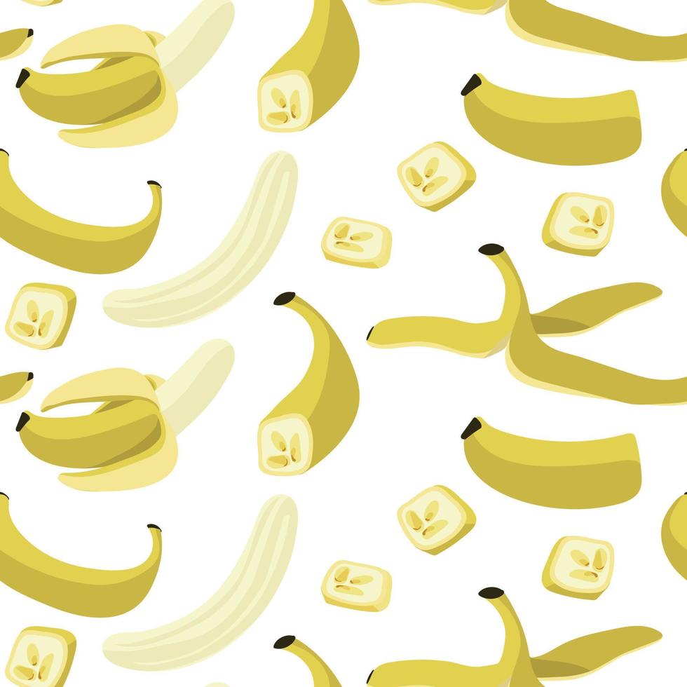 Banana geometric seamless pattern in the style of the 80s, 90s whole and in section. Wrapping paper, gift card, poster, banner design. Home decor, modern textile printing. Vector illustration