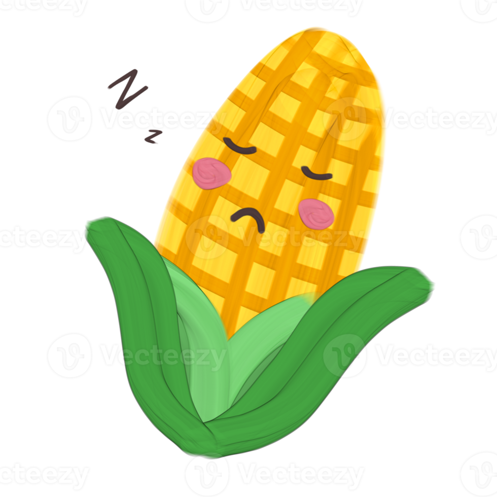 Cute corn vegetable stationary sticker oil painting png