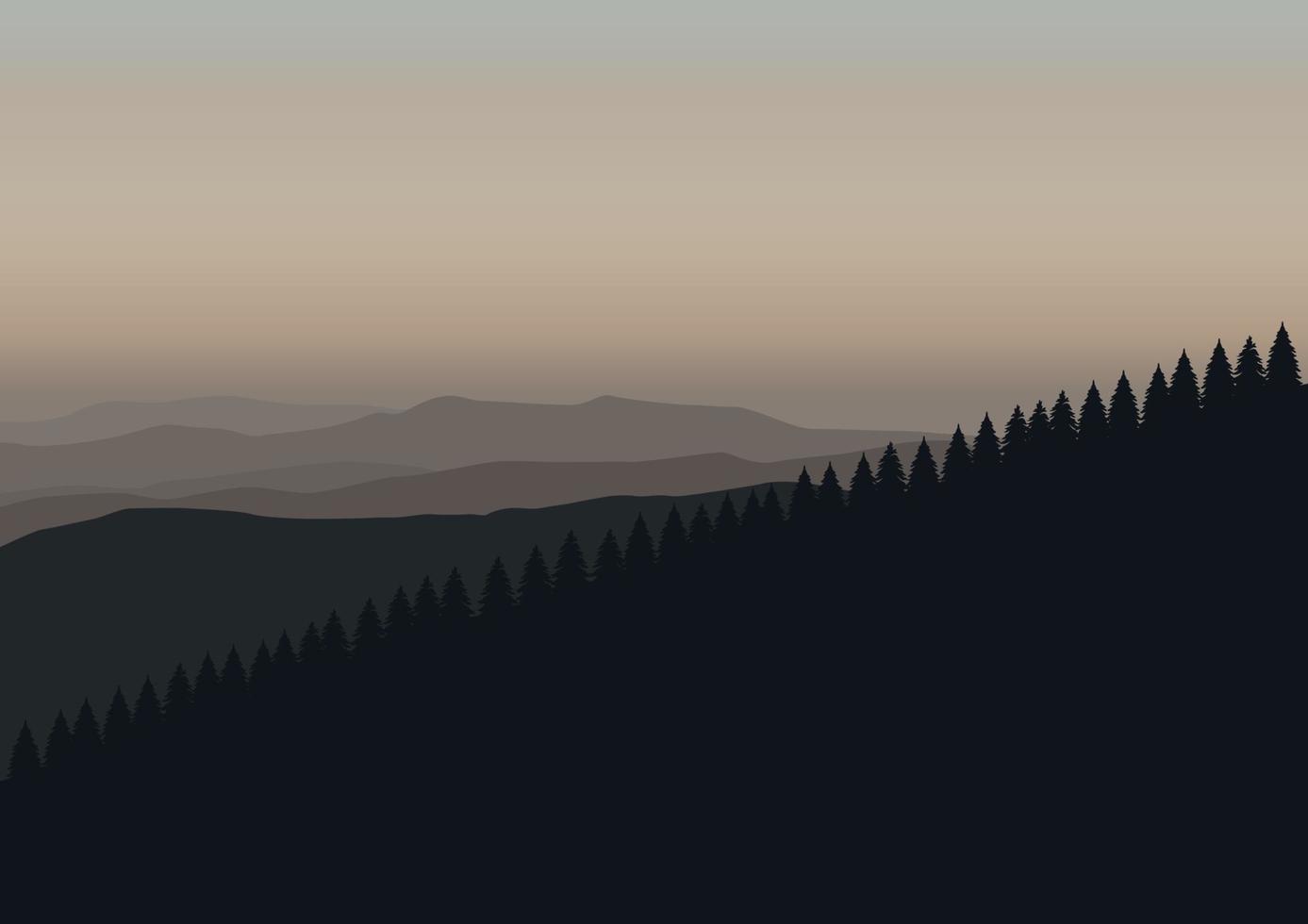pine forest landscape vector illustration.