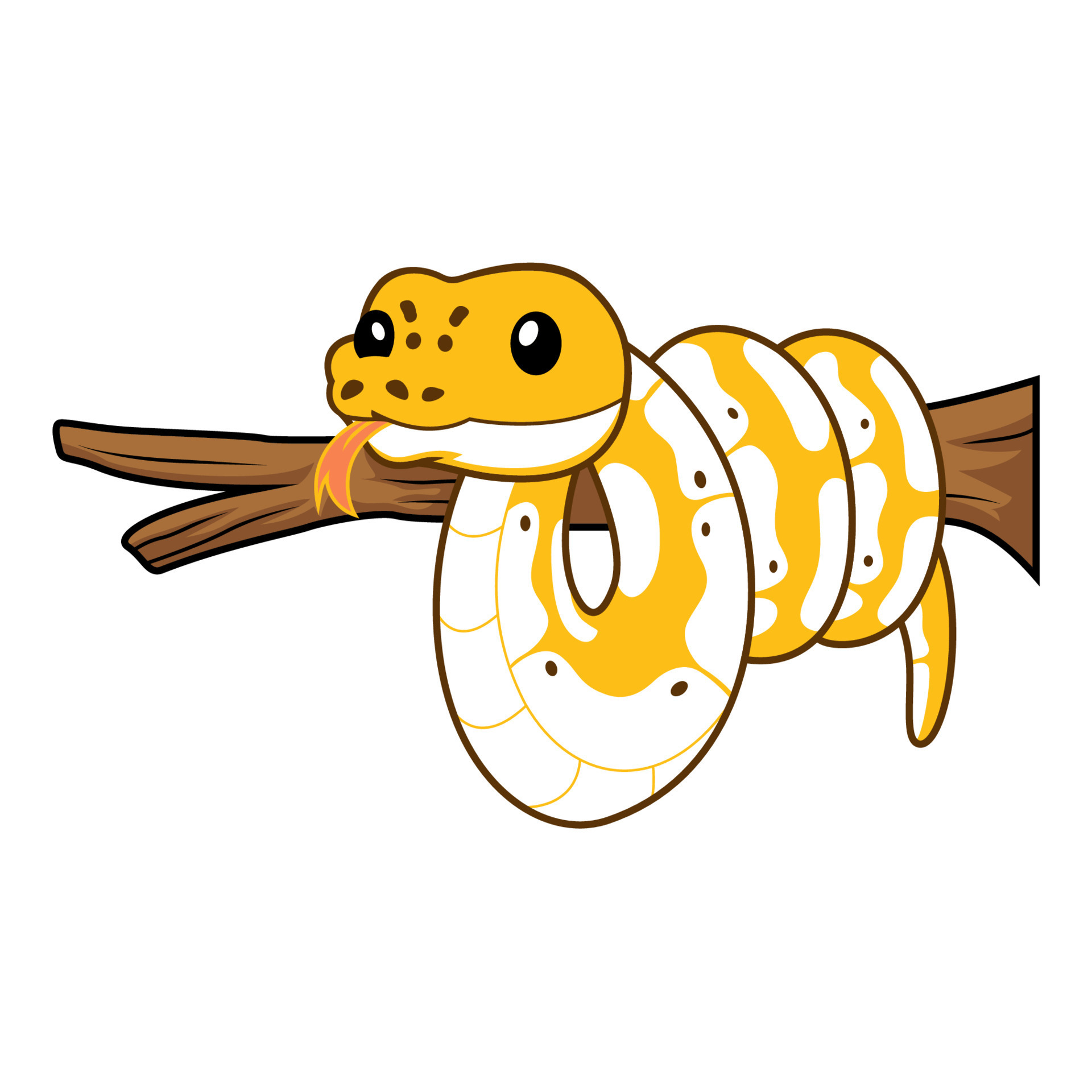 Cute pastel ivory ball python cartoon on tree branch 21507034 Vector ...