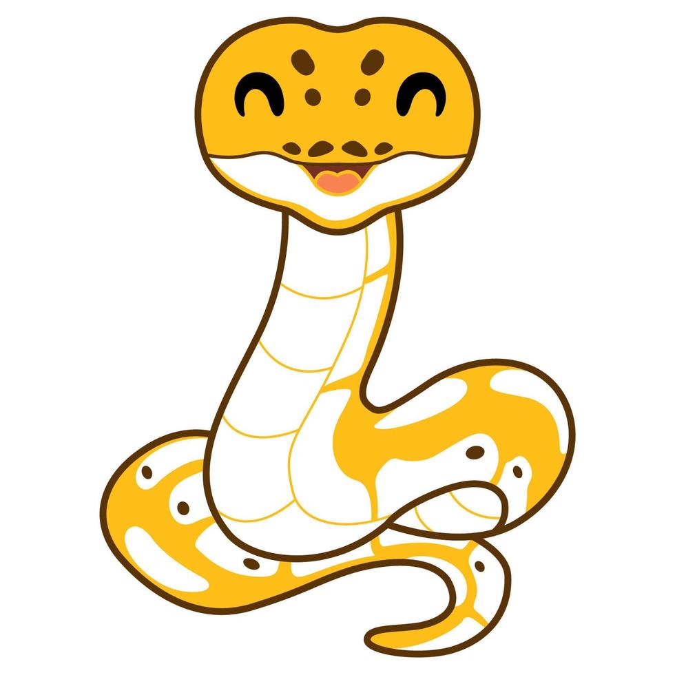 Cute pastel ivory ball python cartoon vector