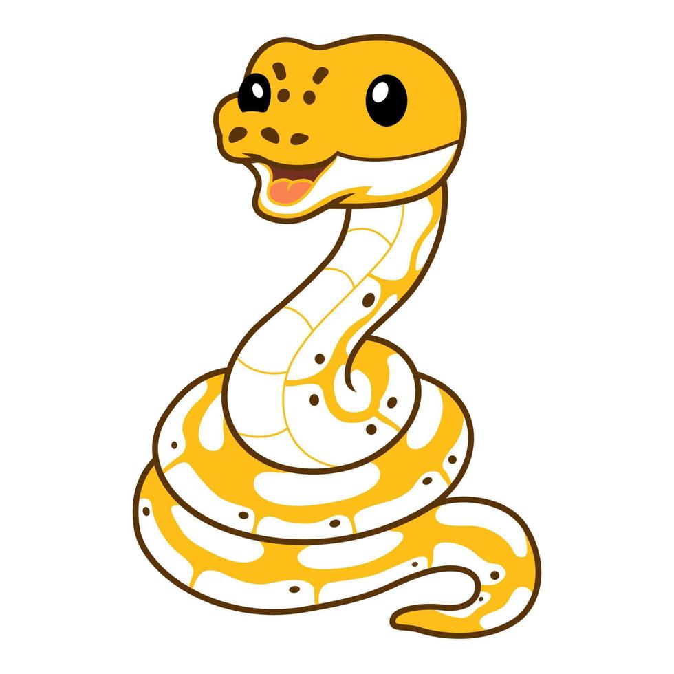 Cute pastel ivory ball python cartoon vector