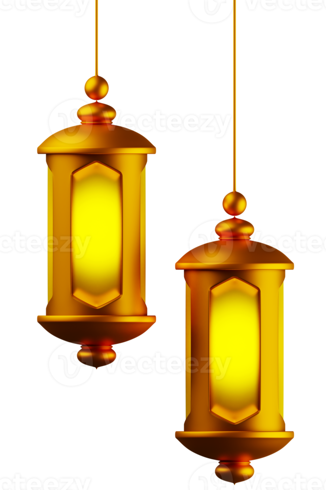 3d rendering islamic decorative hanging lantern lamp element for islamic festive holiday design png