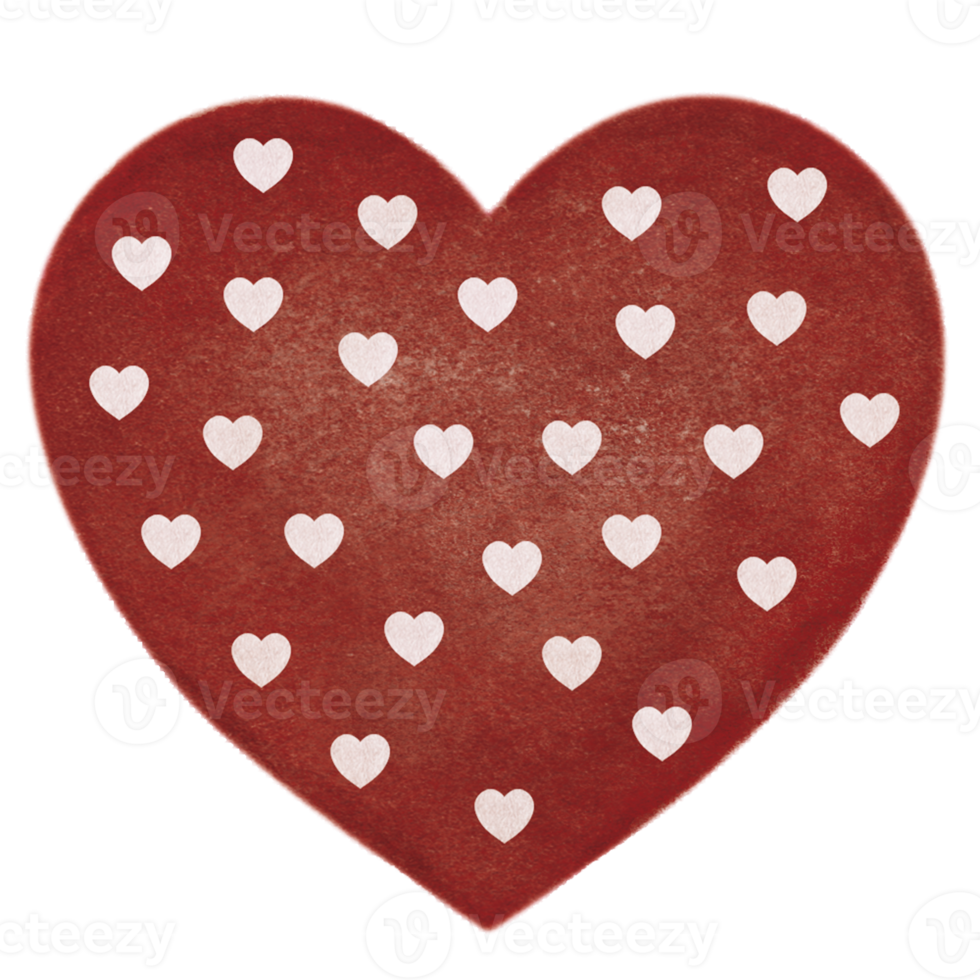 Love and Heart watercolor handdrawn png