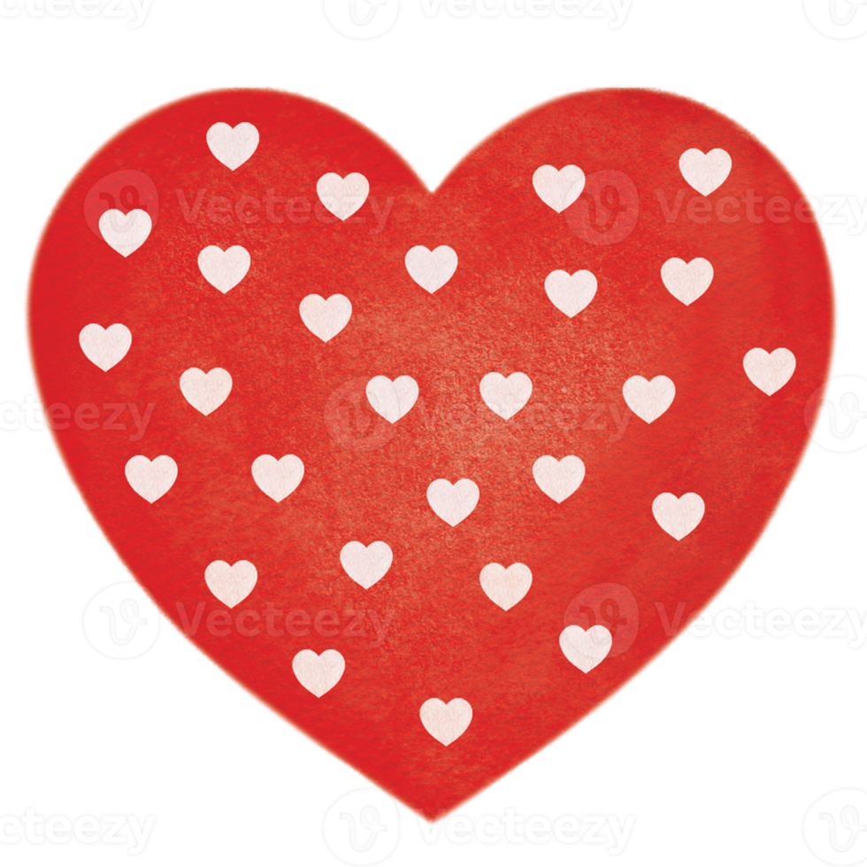 Love and Heart watercolor handdrawn png
