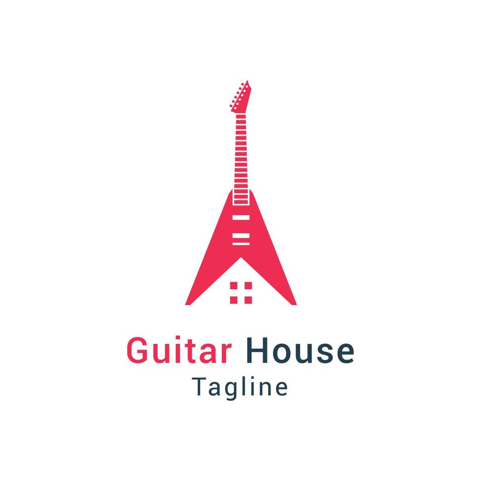 eléctrico guitarra casa logo diseño vector