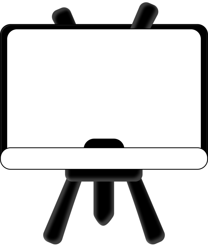 whiteboard png design simple 3D white and black Free