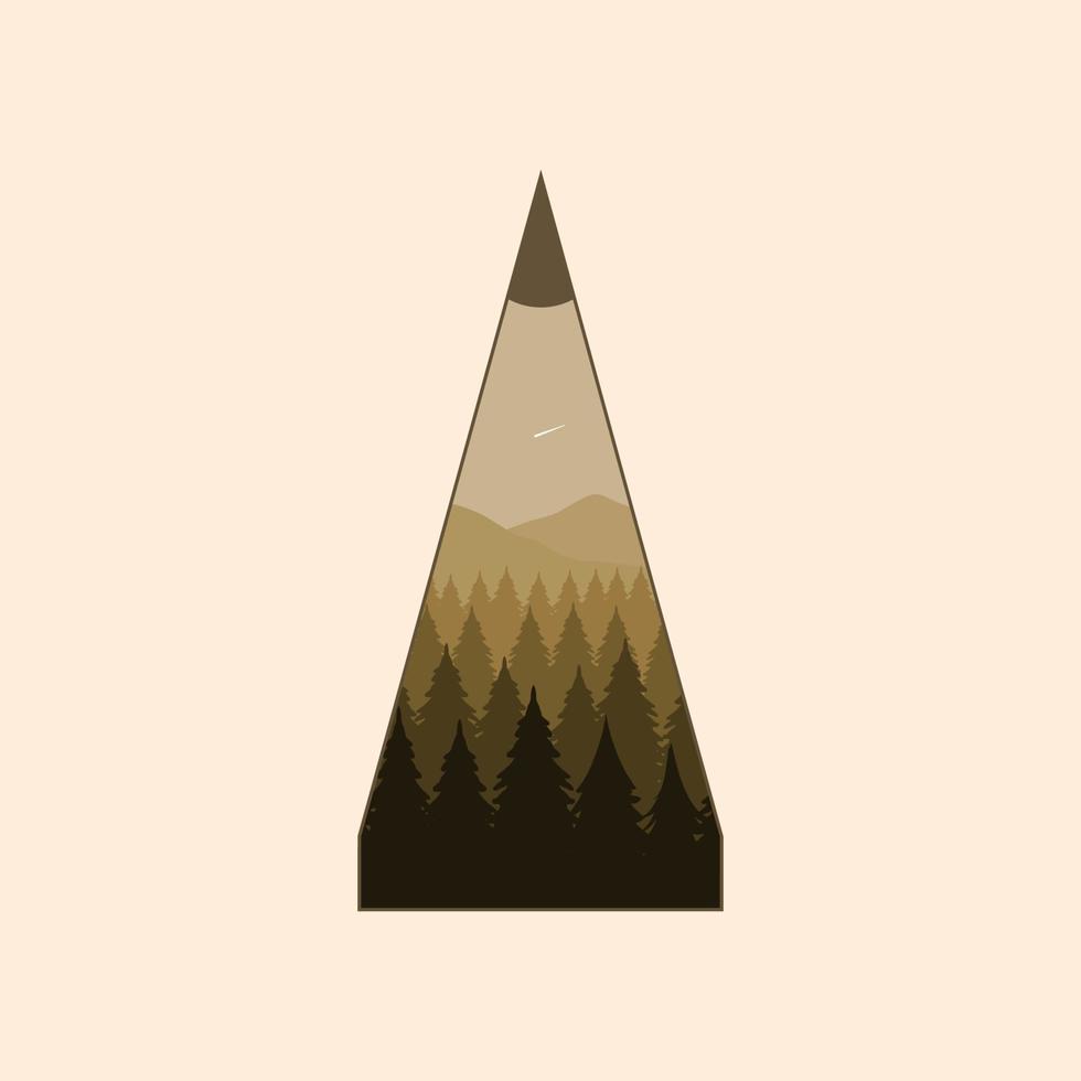 lápiz pino bosque logo diseño vector