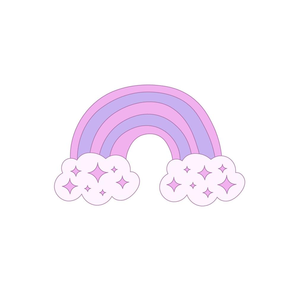 Cute rainbow with clouds stars vector