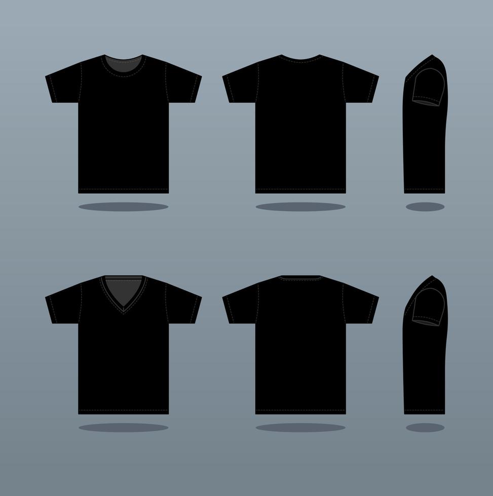 maqueta de camiseta negra de contorno vector