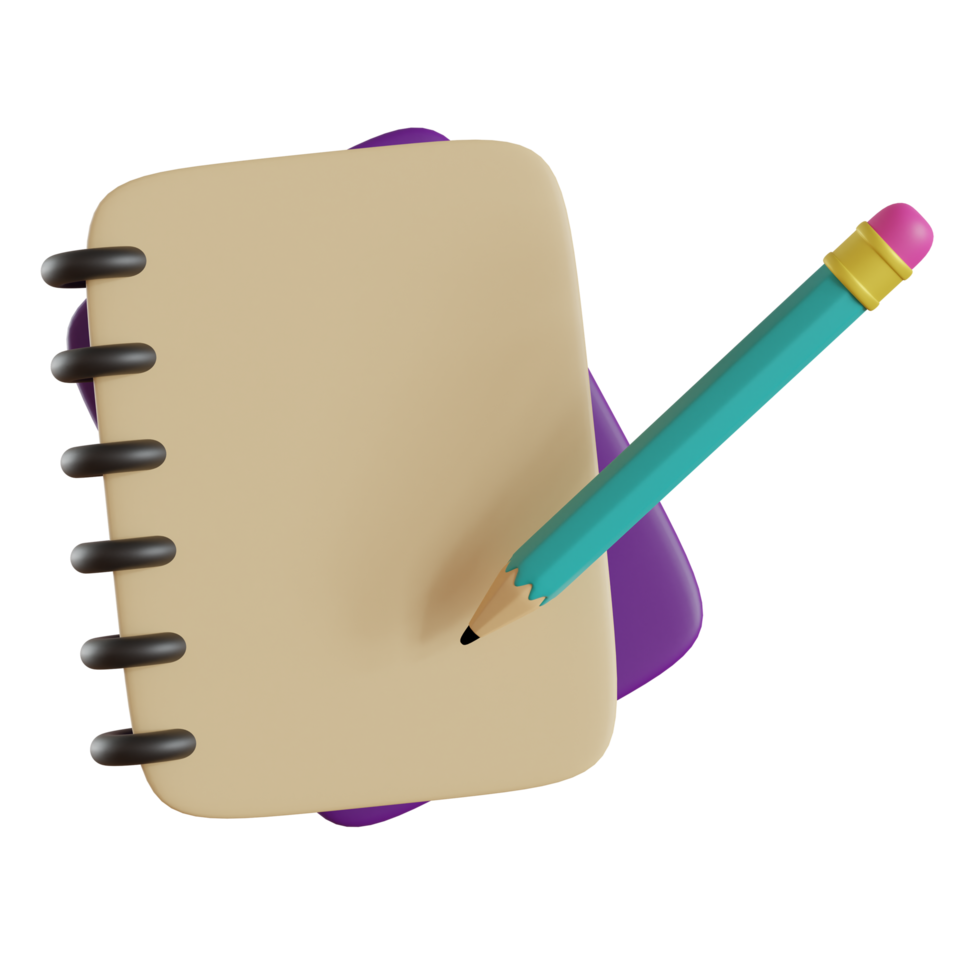 note book with pencils isolated on transparent background png