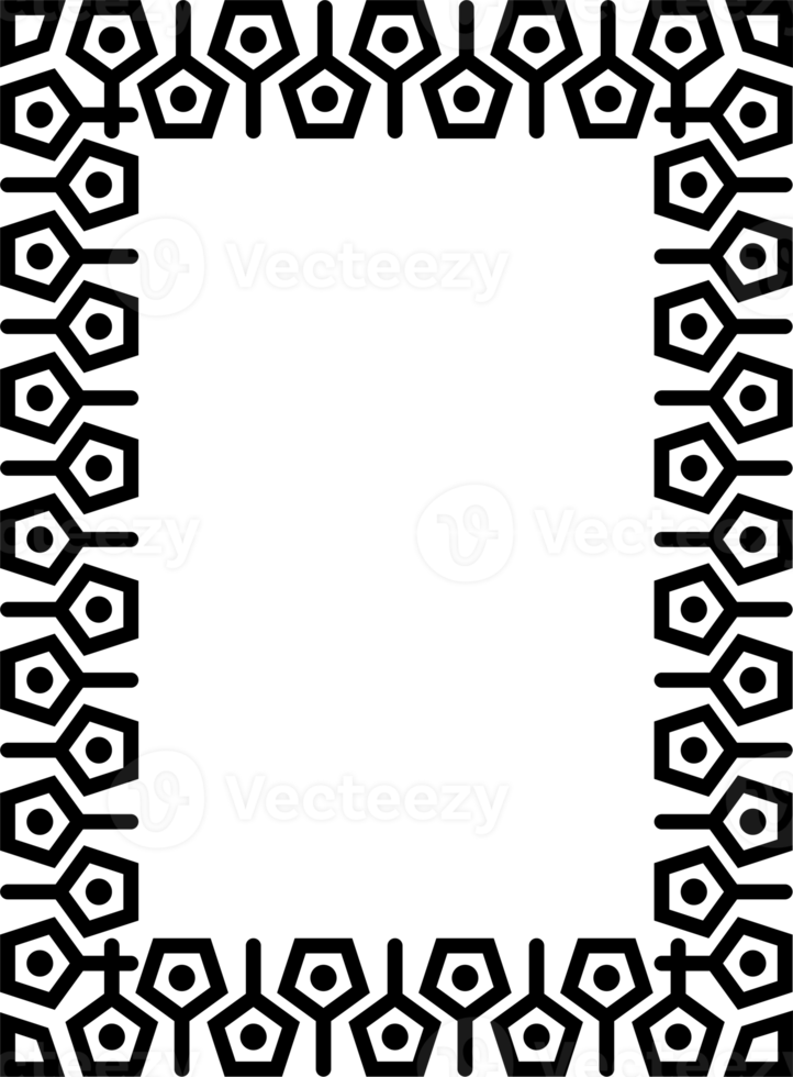 Rectangle frame. Abstract decorative patterned border. PNG with transparent background.