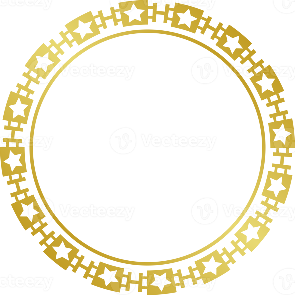 cirkel gyllene ram. abstrakt utsmyckad dekorativ cirkel ram. png med transparent bakgrund.