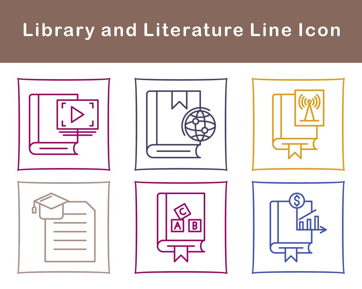 Library And Literature Vector Icon Set