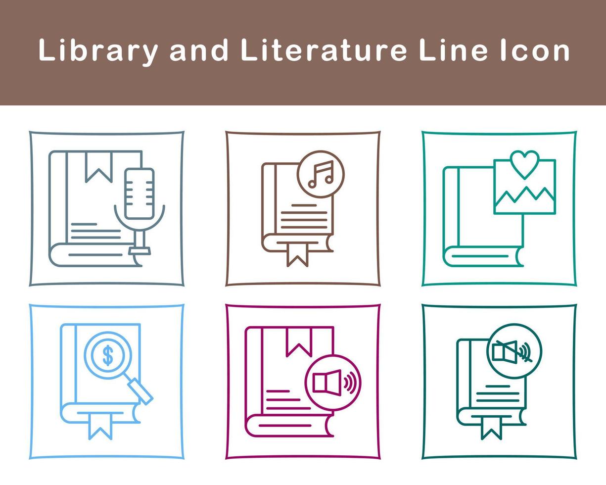 biblioteca y literatura vector icono conjunto