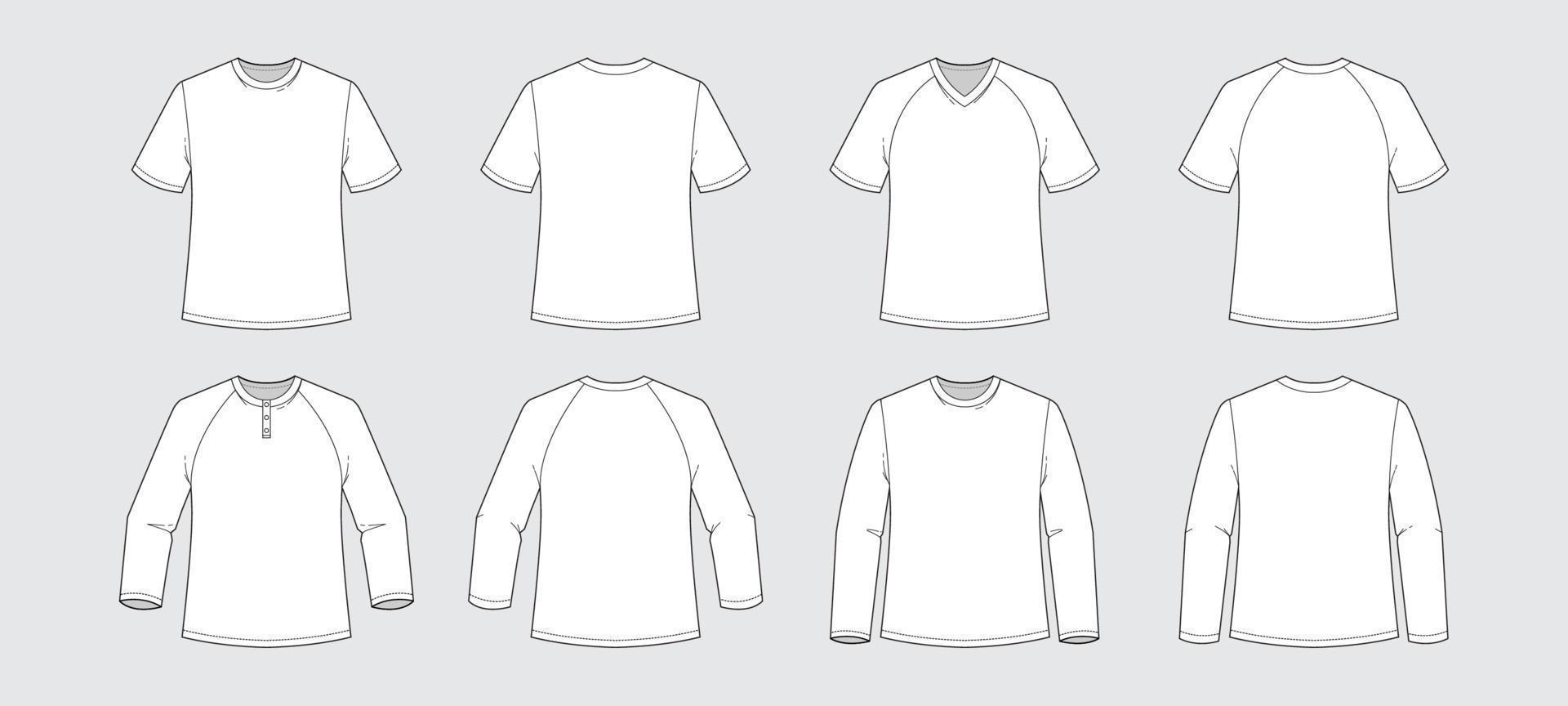 contorno blanco camiseta burlarse de arriba conjunto vector