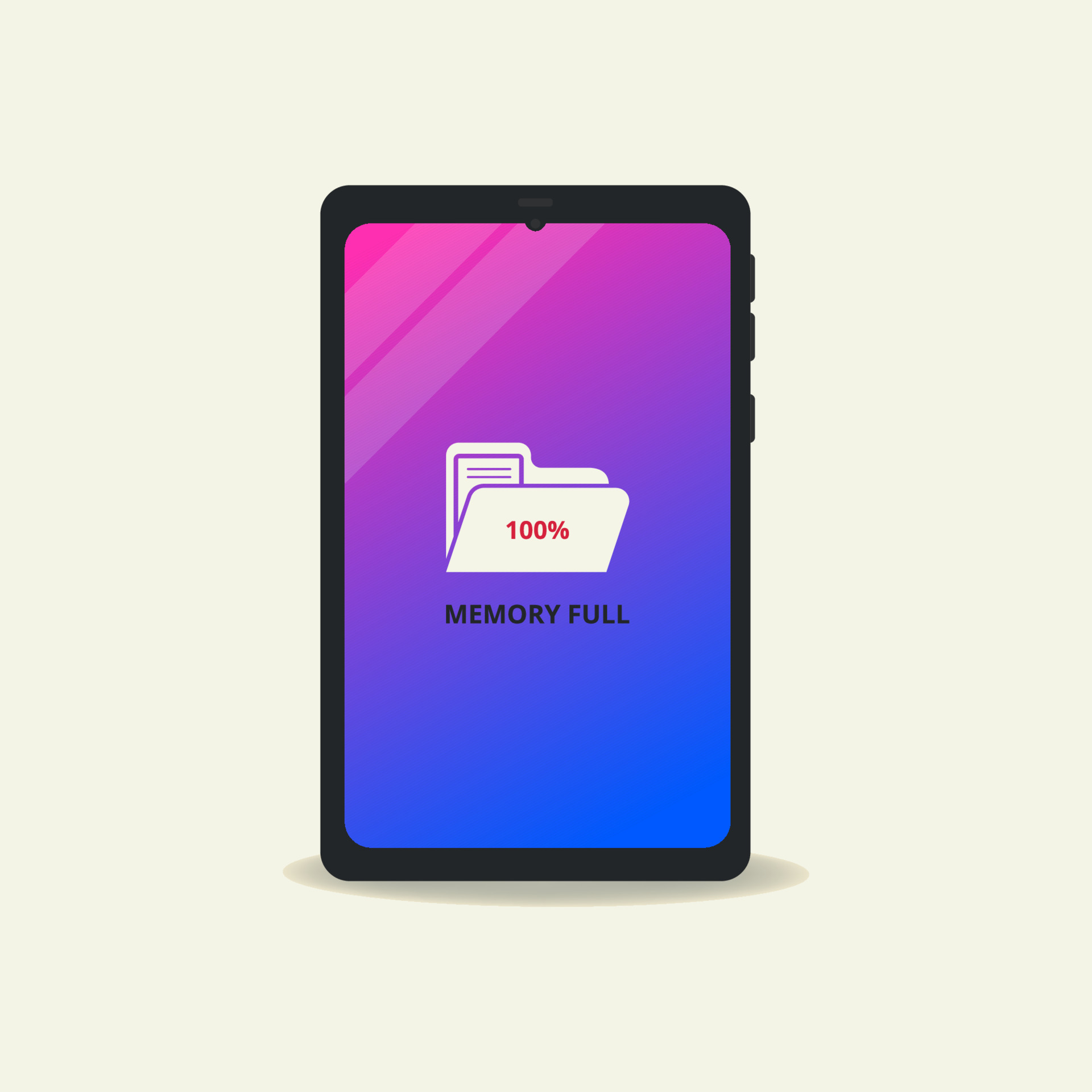 Phone memory full. Storage space file is full design vector