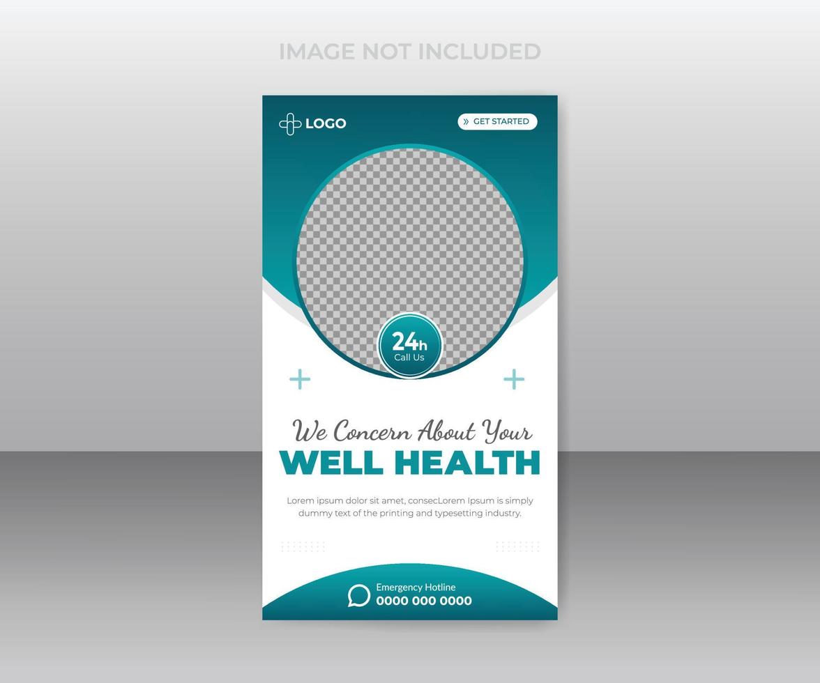 Hospital healthcare timeline story design template vector