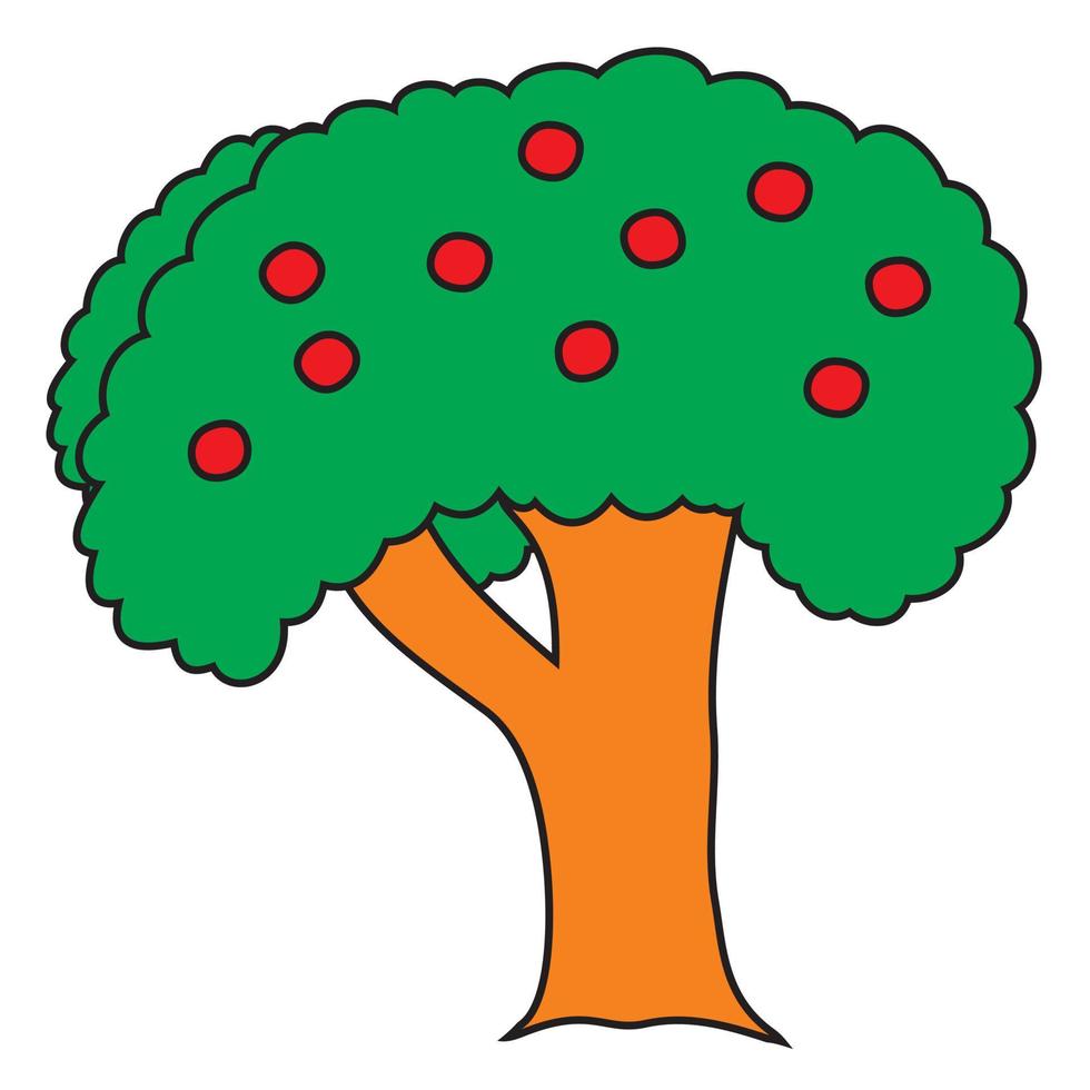 árbol dibujos animados bosquejo pintado en niño estilo vector