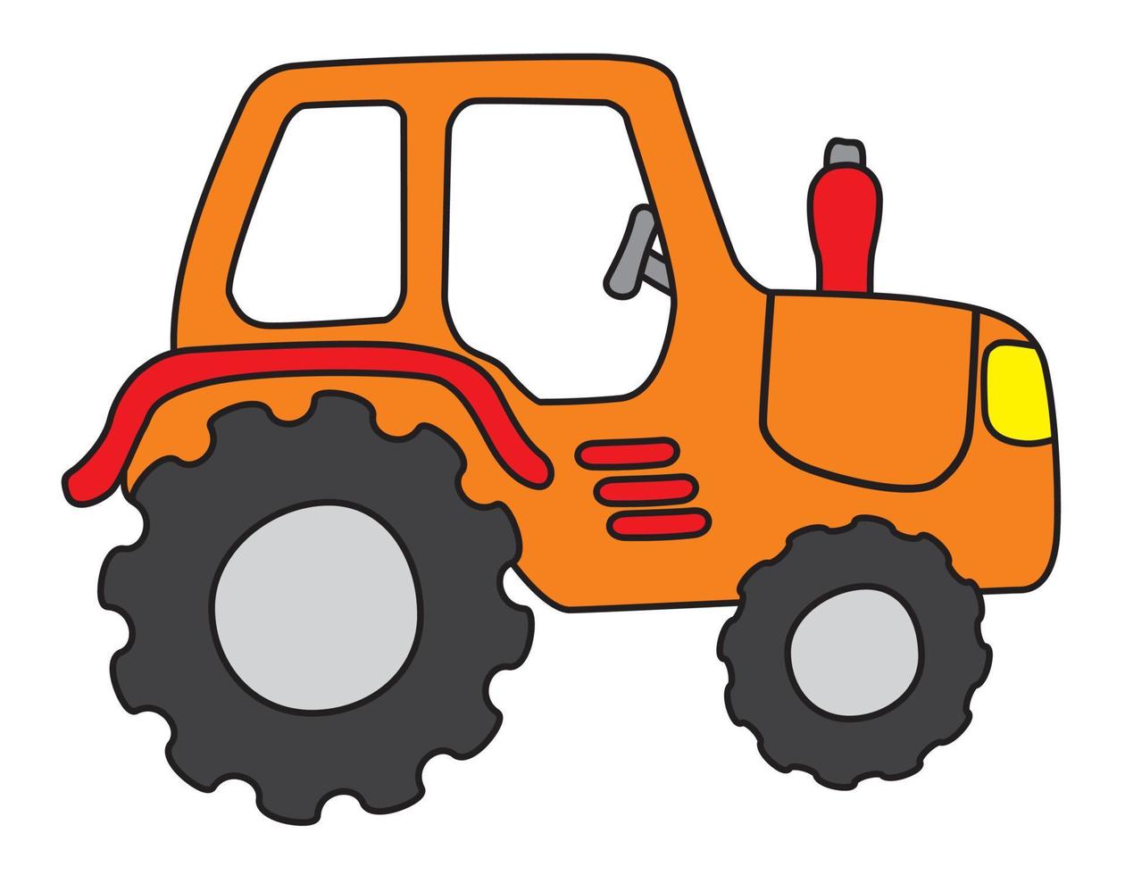Tractor cartoon sketch painted in child style vector
