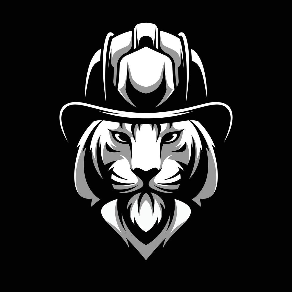 Tigre bombero mascota logo diseño vector