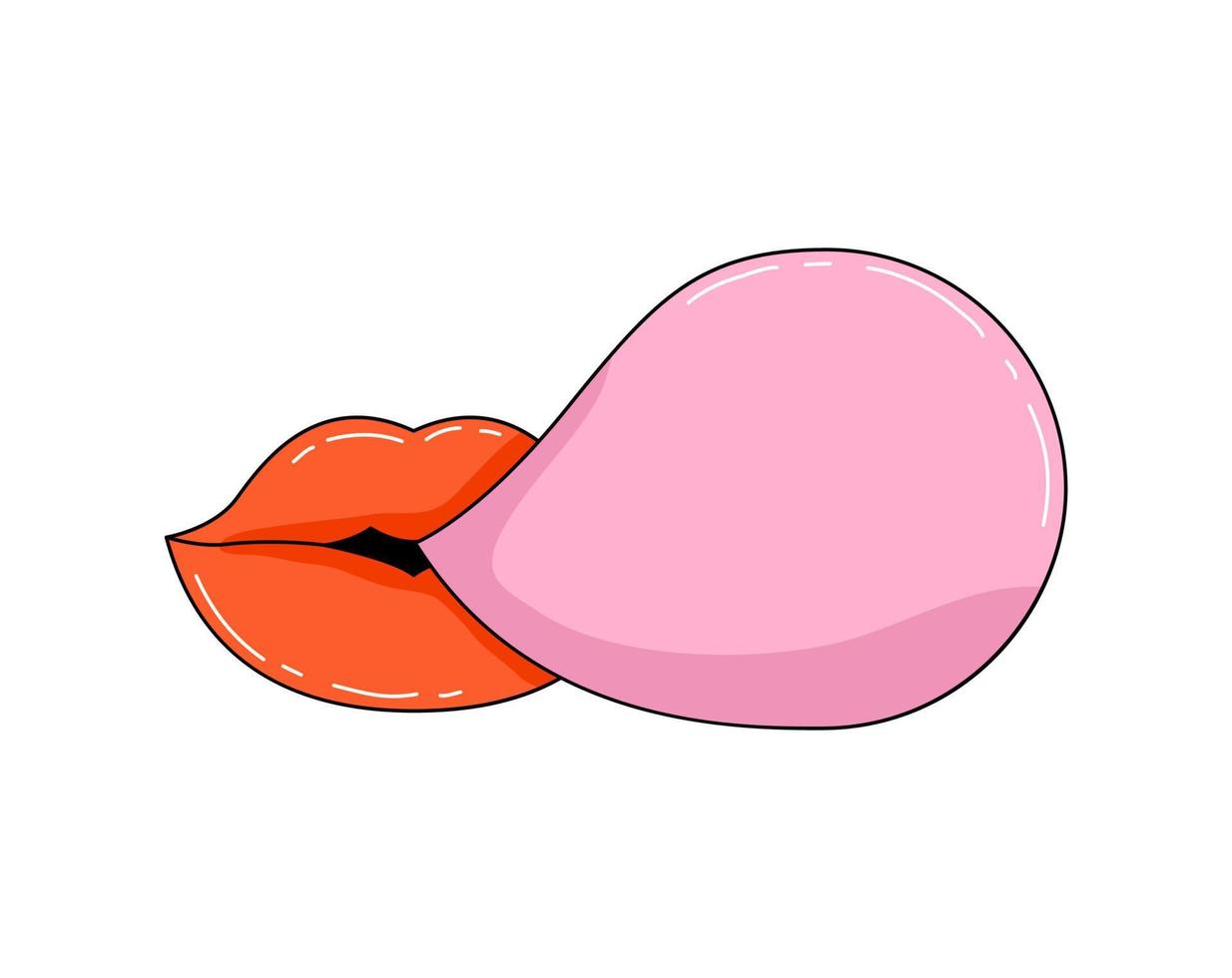 Lips with gum bubble vector