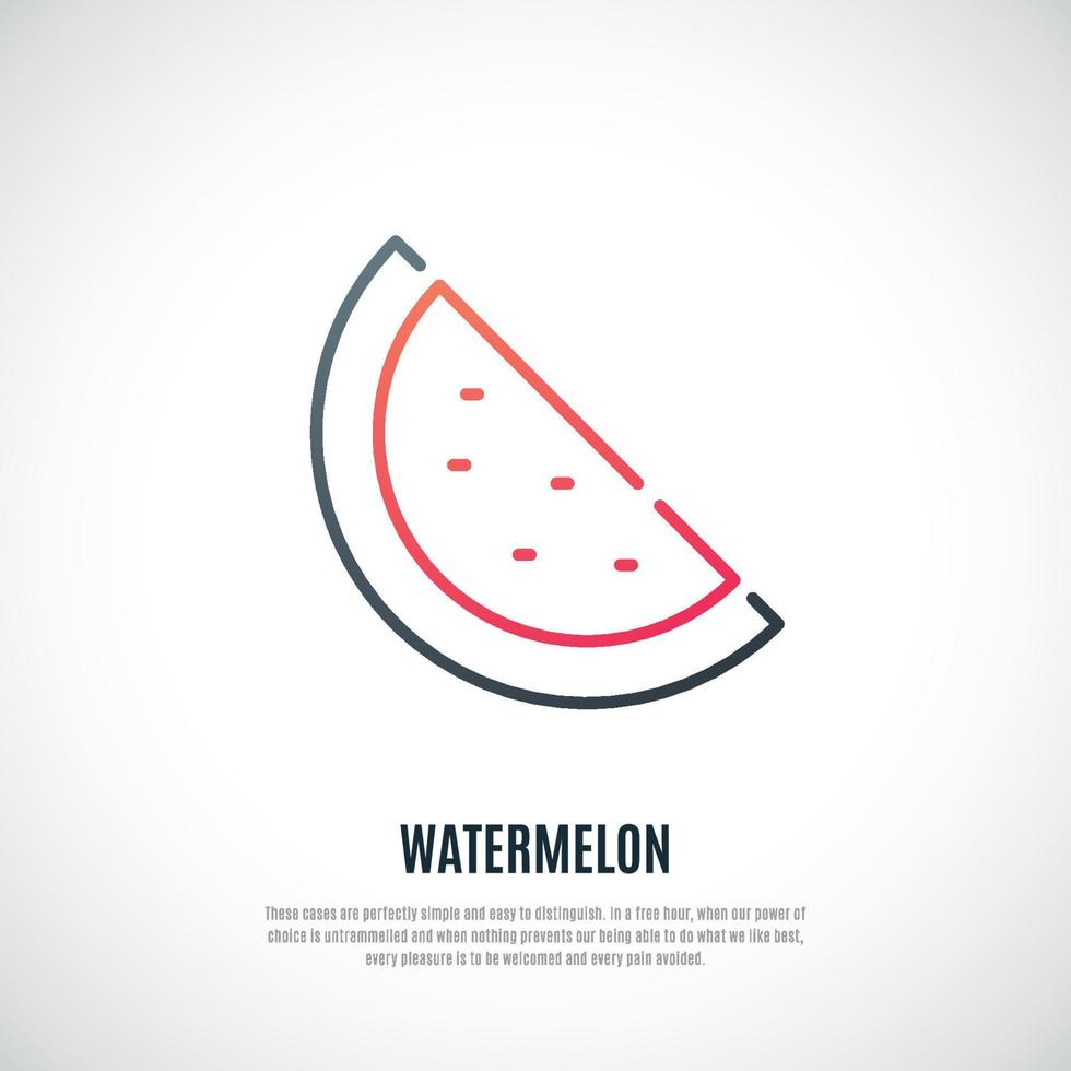 Slice of watermelon isolated on white background Summer fruit emblem. vector