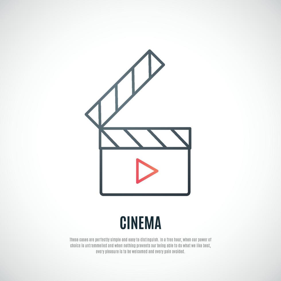 Clapboard line icon isolated on white background. Filmmaking emblem. vector