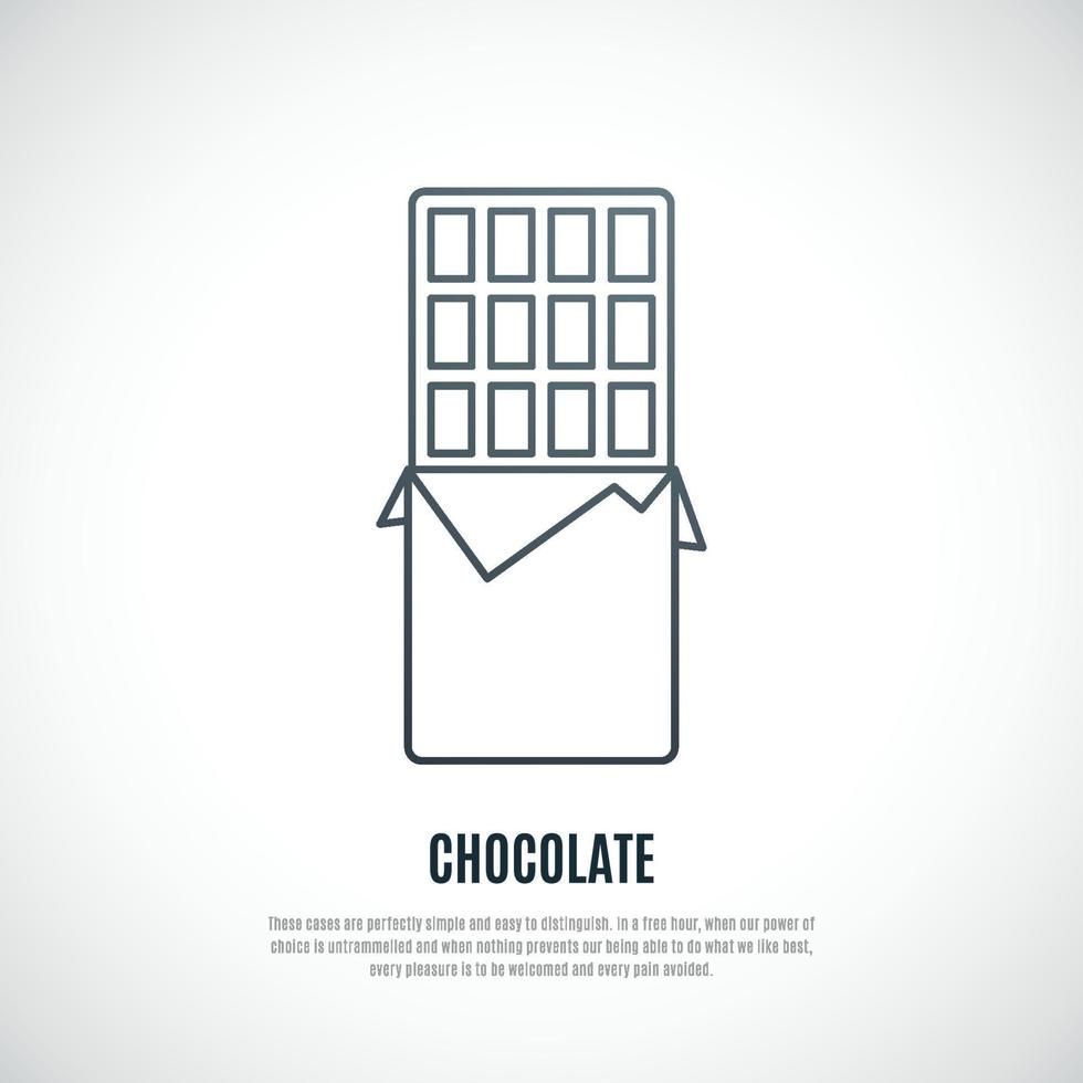 Simple illustration of Wrapped chocolate bar. Thin line chocolate icon. vector