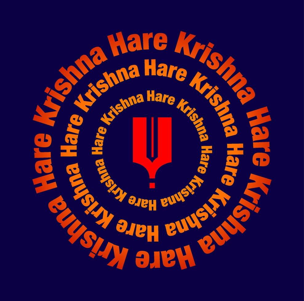liebre krishna-hare krishna señor de krishna nombre es un redondo forma con un tilak icono. vector