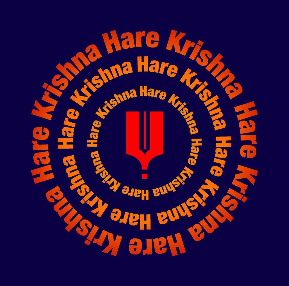 Hare Krishna-Hare Krishna. Lord Krishna's name is a round shape with a tilak icon. vector