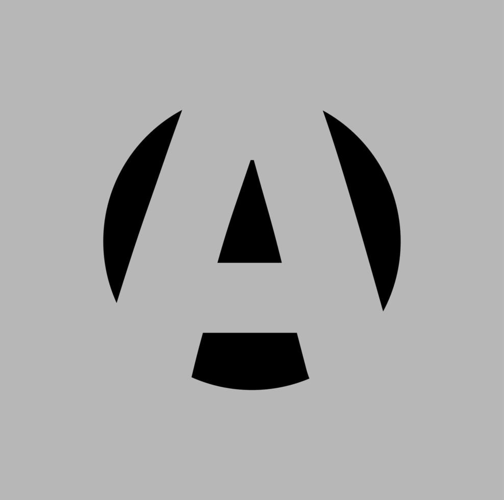 A letter on Black round negative letter A. vector