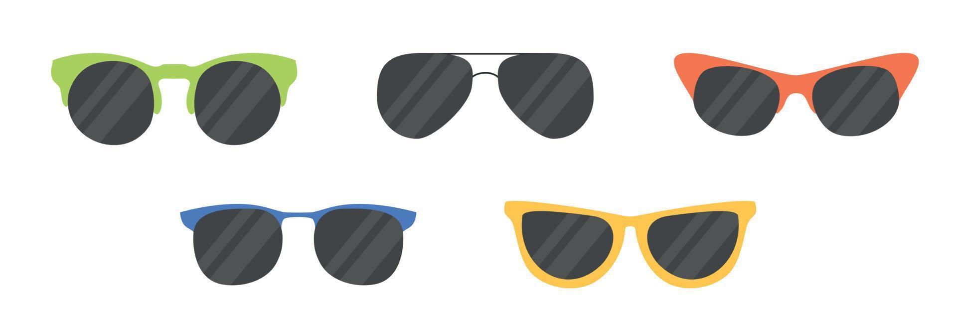 A set of sunglasses with different shades. Vector illustration