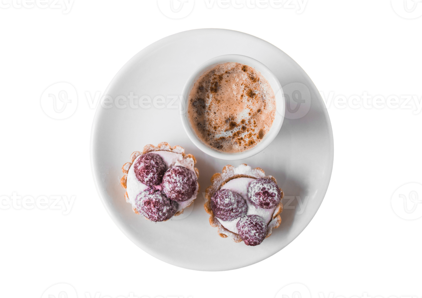 White plate with desserts isolated on a transparent background png